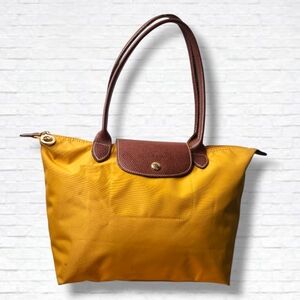 Longchamp Small Le Pliage Bright Yellow Compact Shoulder Tote Bag